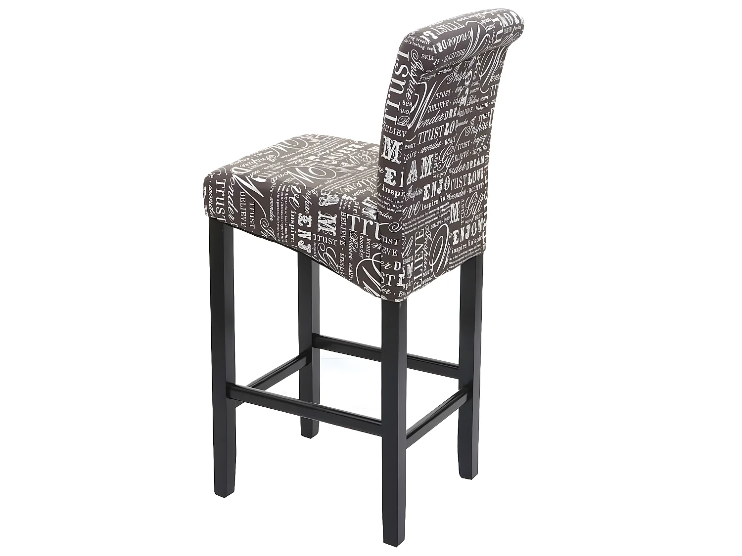 Tabouret de bar MCW-C33 (lot de 2),  écriture, gris, pieds foncés, tissu