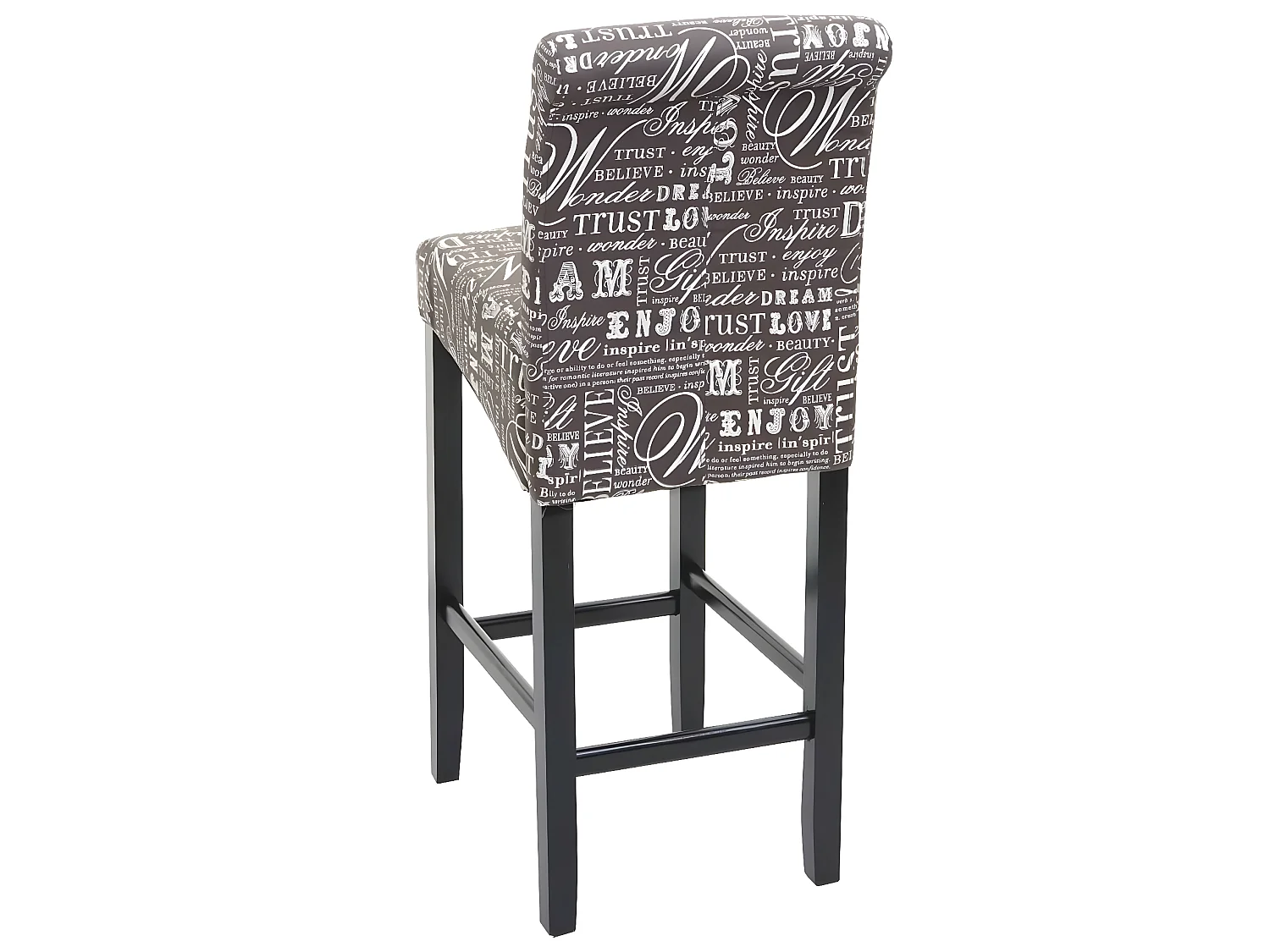 Tabouret de bar MCW-C33 (lot de 2),  écriture, gris, pieds foncés, tissu