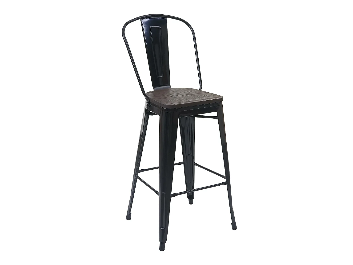Tabouret de bar MCW-A73, assise en bois incluse,  noir
