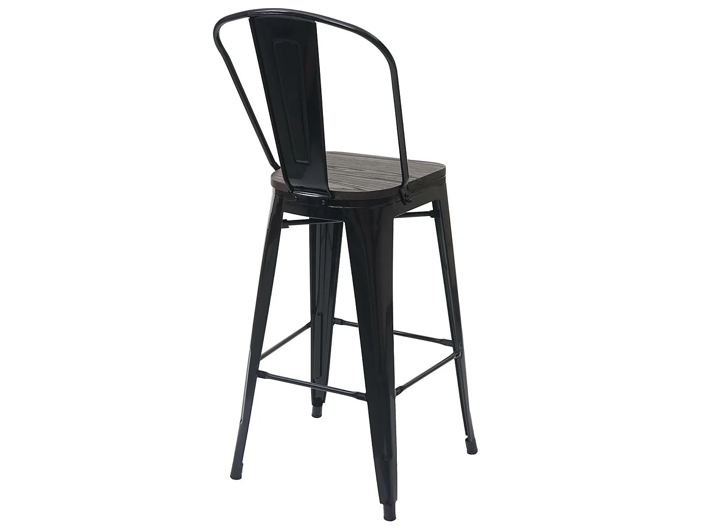 Tabouret de bar MCW-A73, assise en bois incluse,  noir