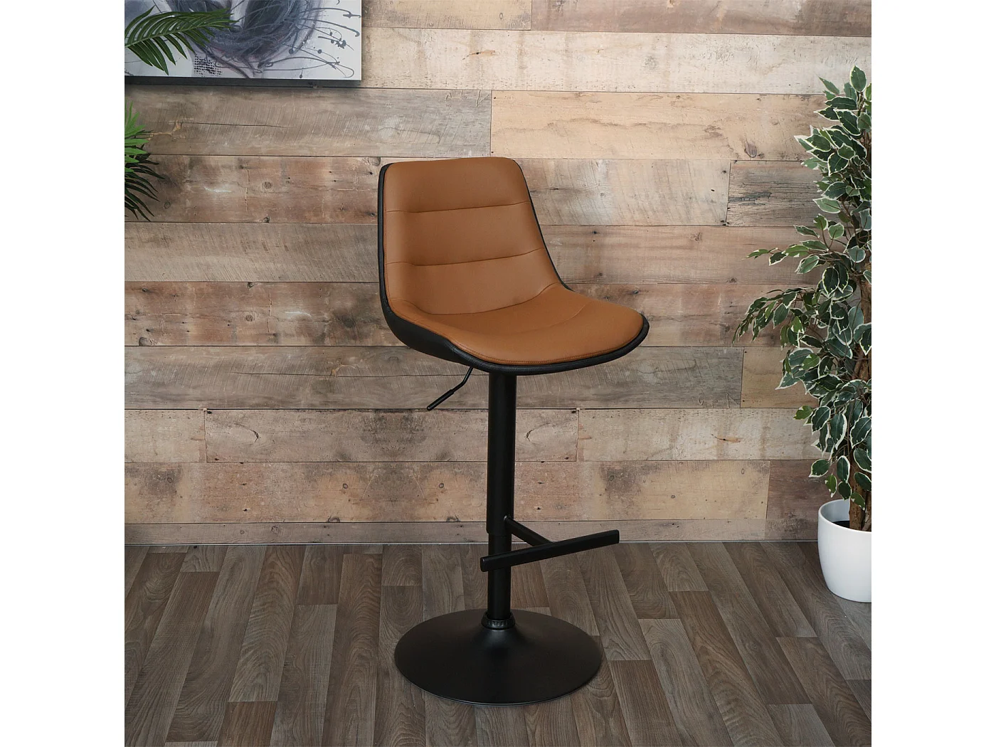 Banco de bar MCW-L85 (conjunto de 2),  castanho