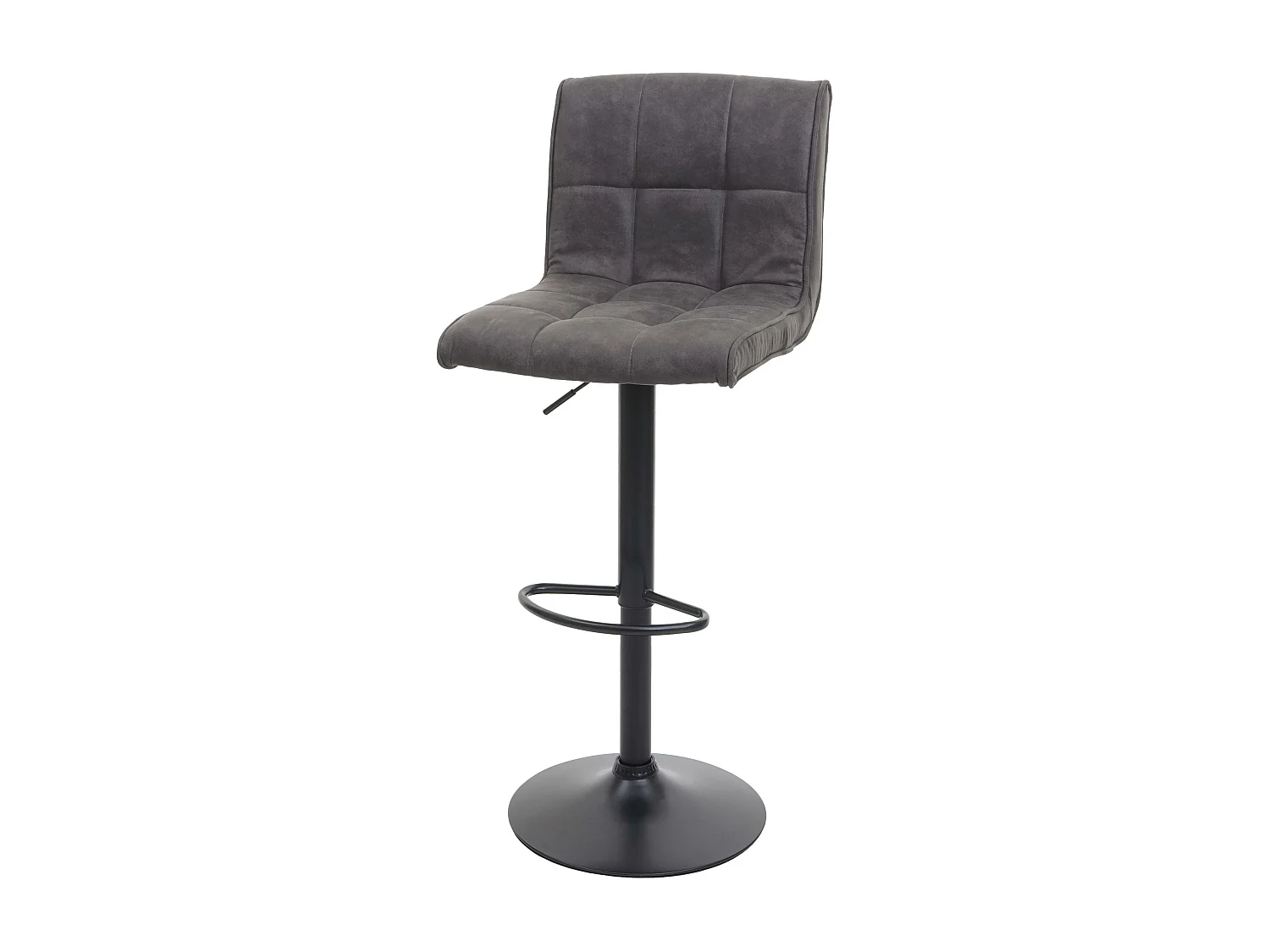 Sgabello lounge regolabile lounge elegante MCW-B13 tessuto effetto scamosciato grigio scuro