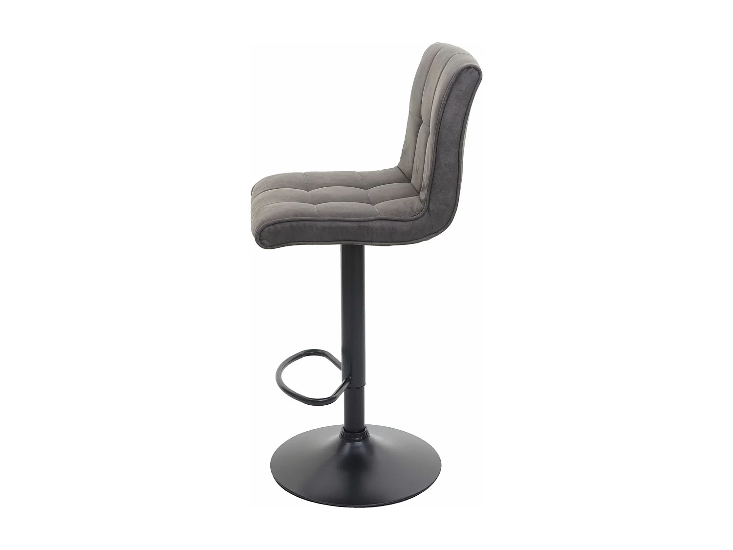 Sgabello lounge regolabile lounge elegante MCW-B13 tessuto effetto scamosciato grigio scuro