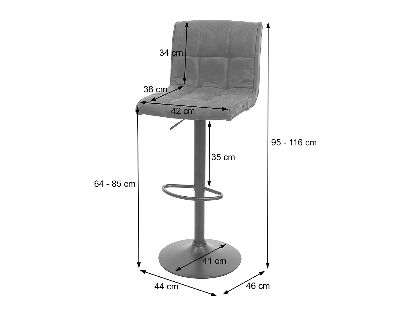 Stołek barowy MCW-B13,  vintage ciemnoszary