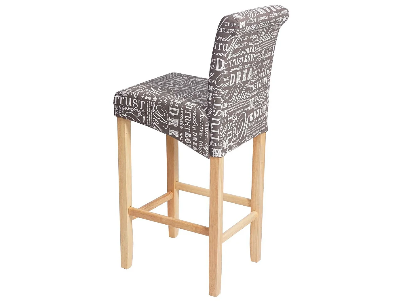 Tabouret de bar MCW-C33 (lot de 2),  tissu words fabric, gris, pieds clairs