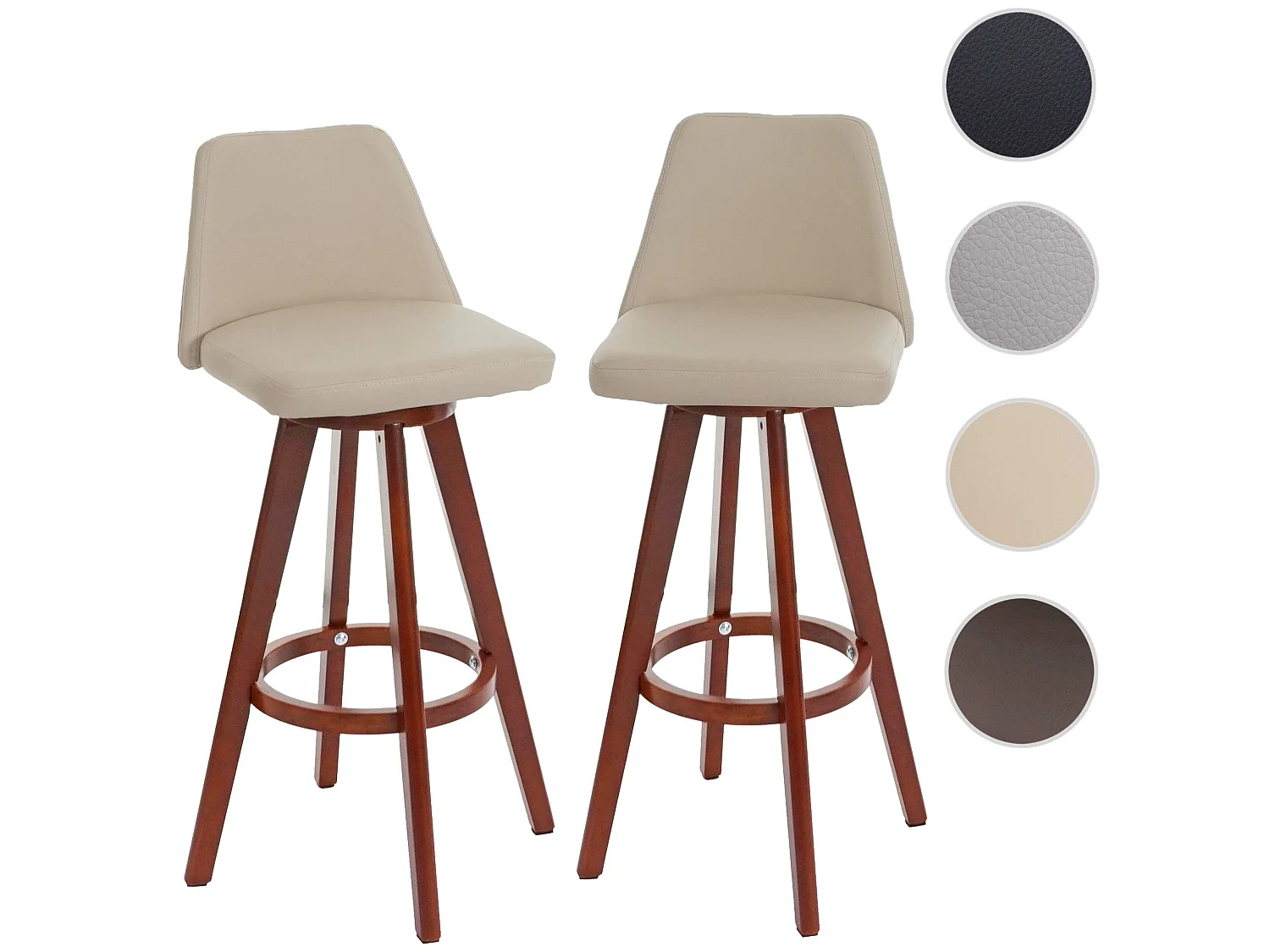 Tabouret de bar MCW-C43 (lot de 2),  crème