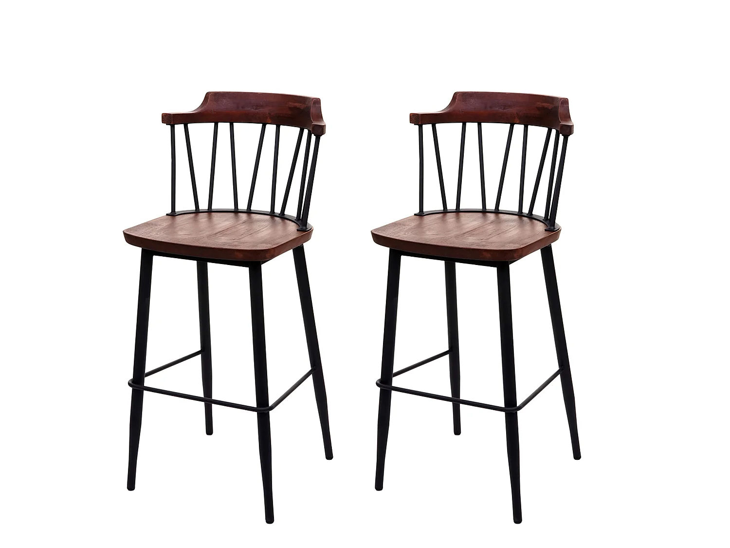 Tabouret de bar MCW-G69b (lot de 2),  vintage marron