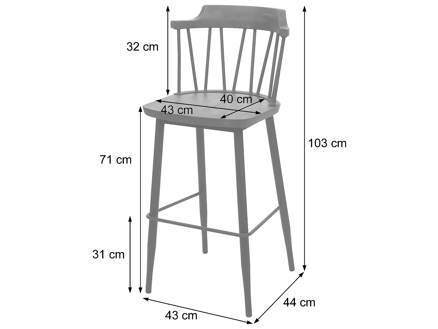 Tabouret de bar MCW-G69b (lot de 2),  vintage marron