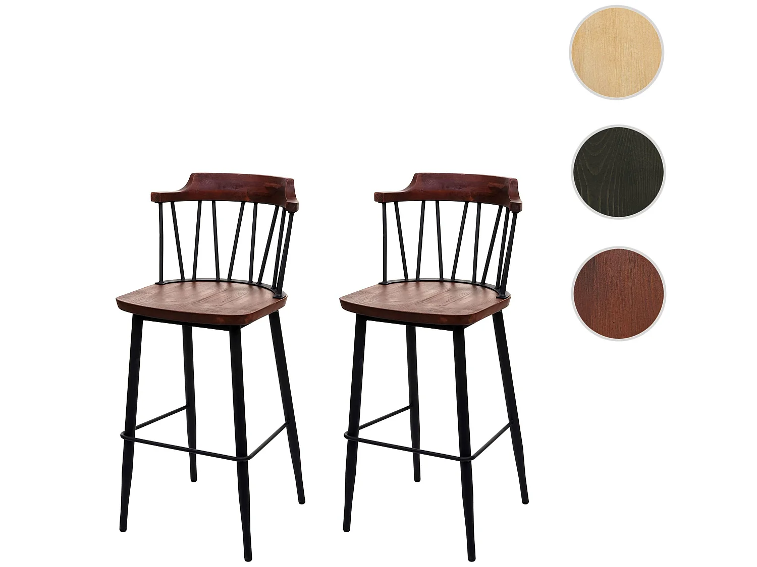 Tabouret de bar MCW-G69b (lot de 2),  vintage marron