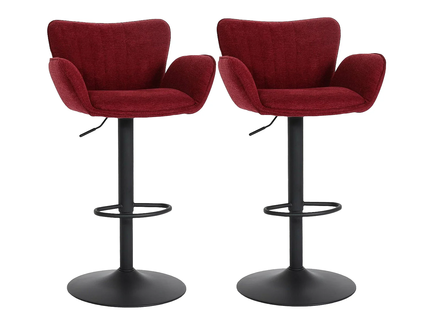 Tabouret de bar MCW-M67 (lot de 2),  bordeaux pied noir
