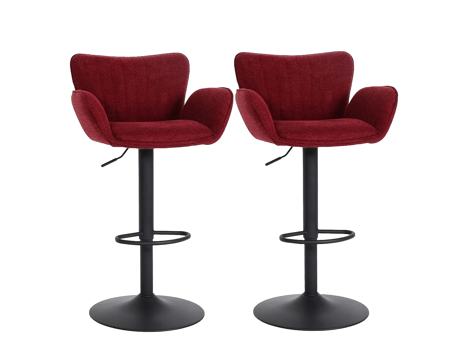 Tabourets de bar MCW-M67 (lot de 2),  pied bordeaux, pied noir