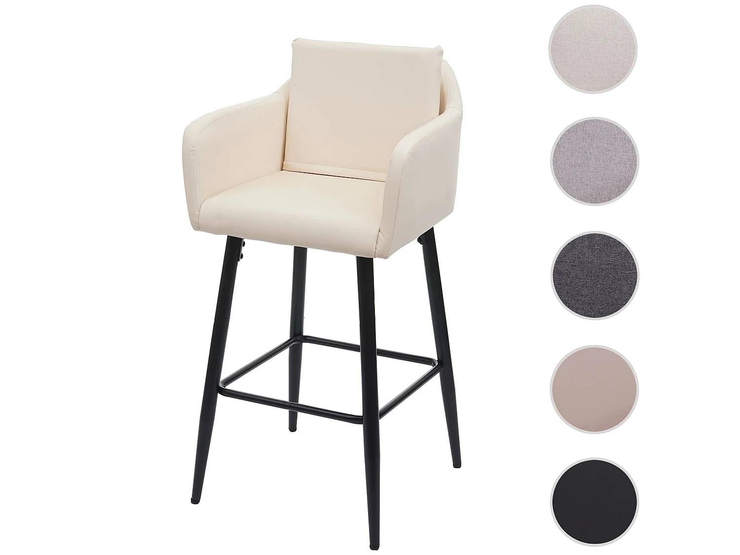 Banco de bar MCW-H93,  imitação de pele creme-bege