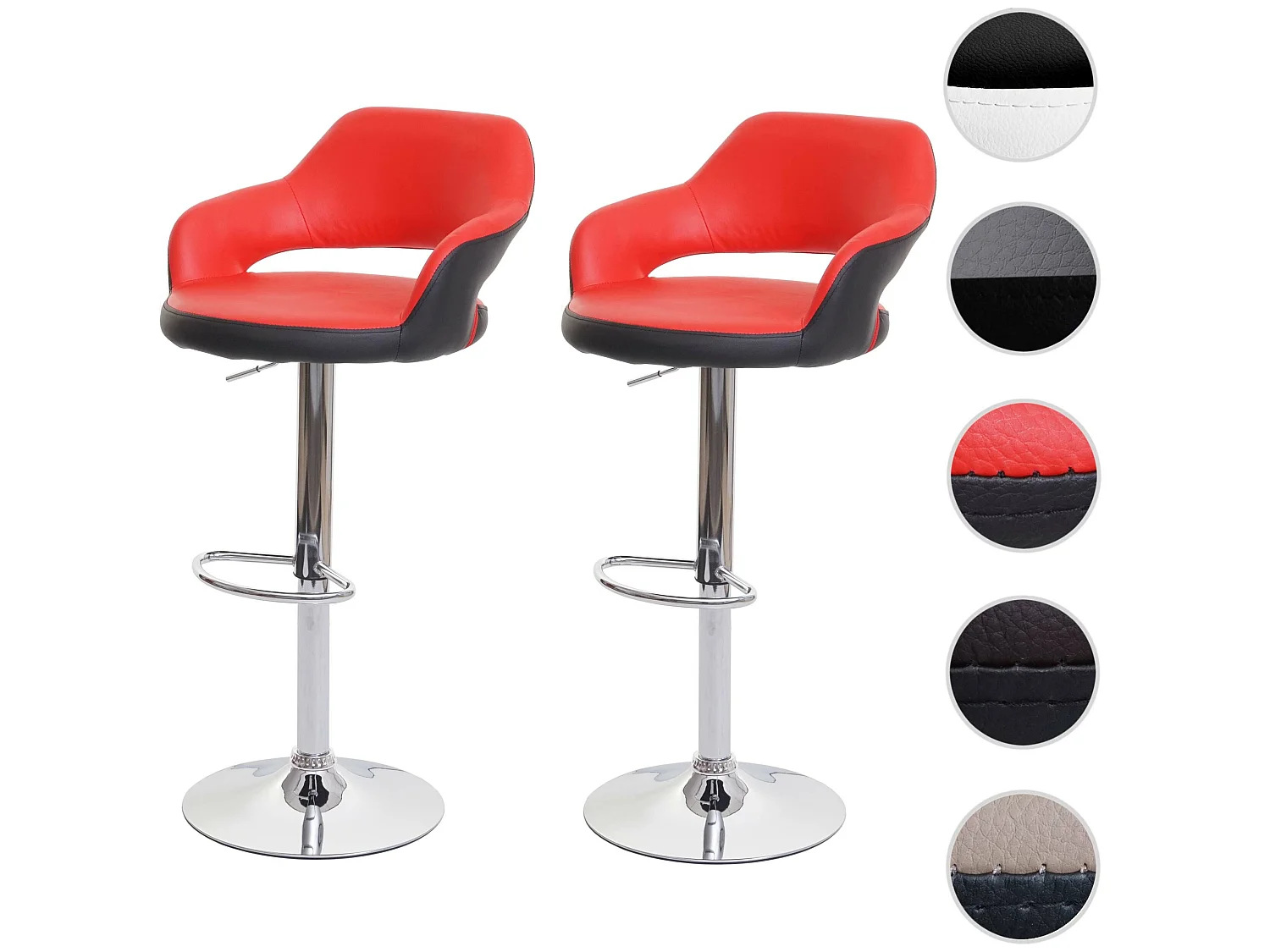 MCW-F16 barkruk (set van 2),  rood-zwart