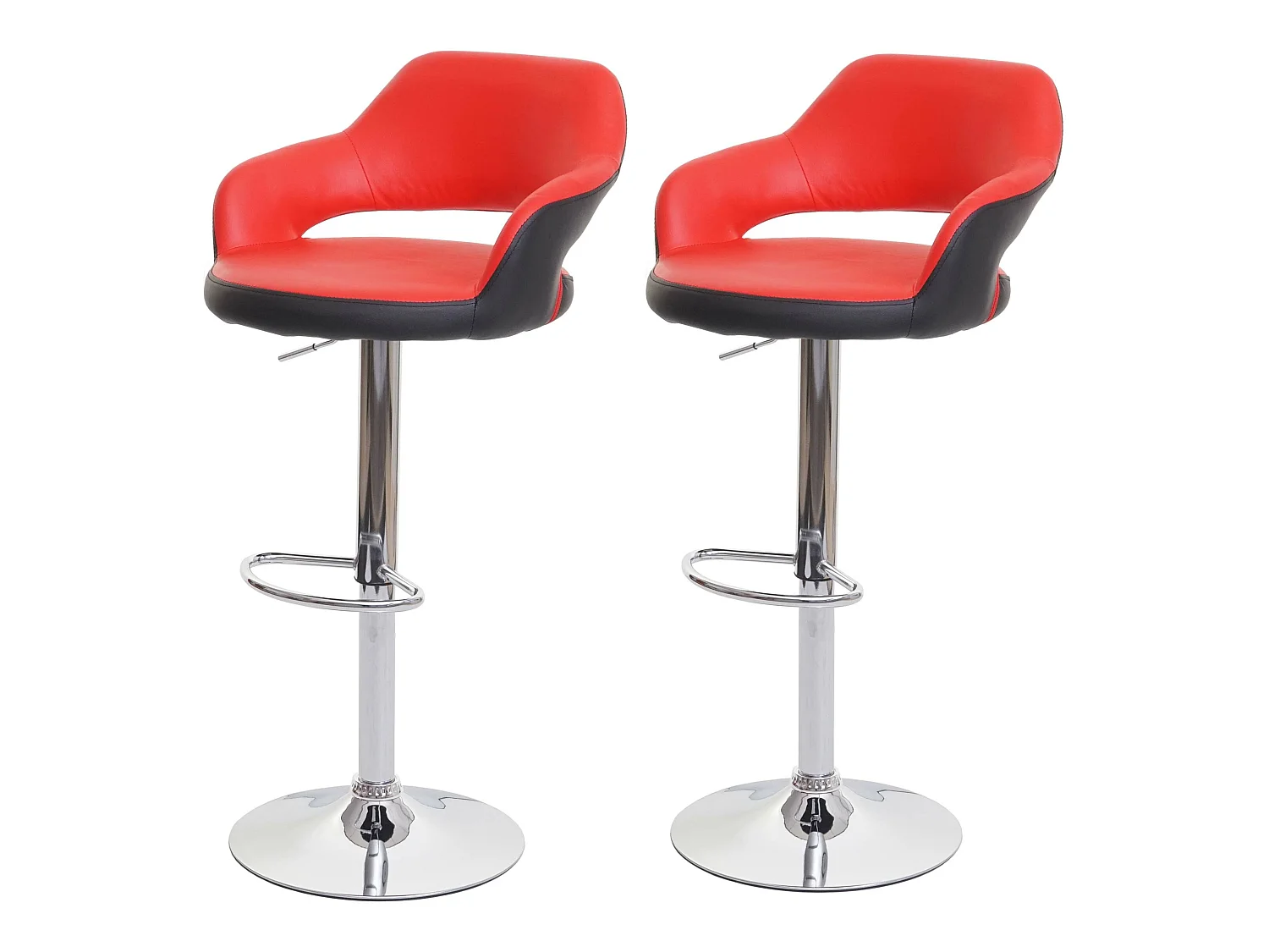 Banco de bar MCW-F16 (conjunto de 2),  vermelho-preto