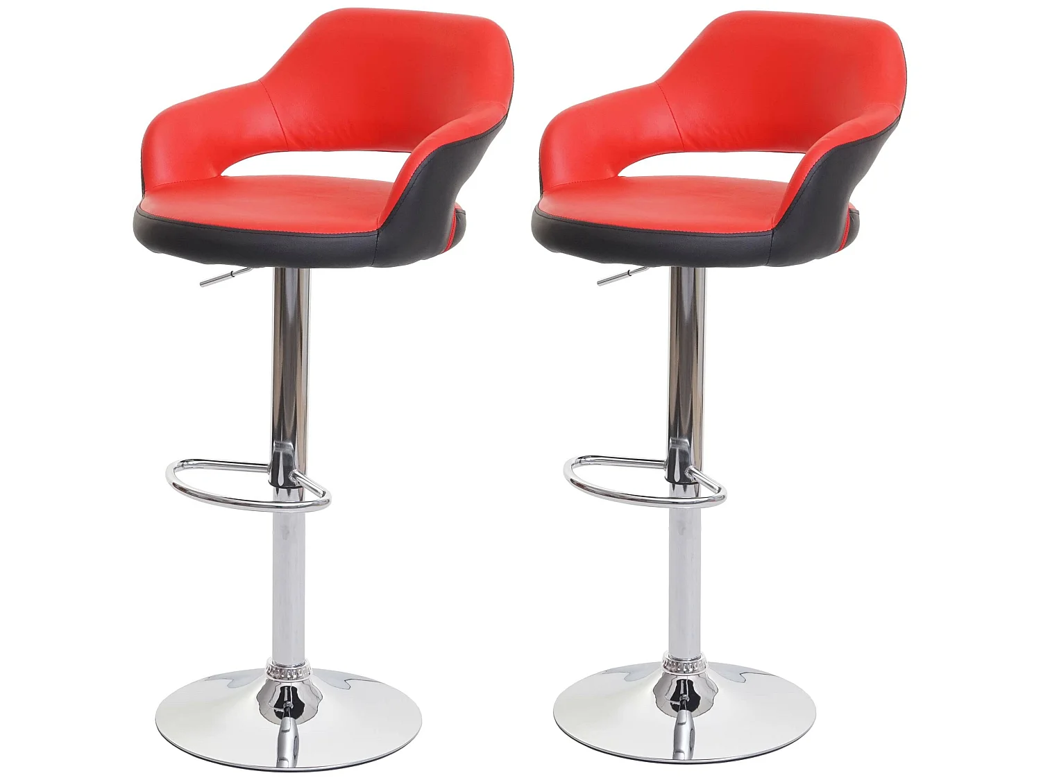 Tabouret de bar MCW-F16 (lot de 2),  rouge-noir