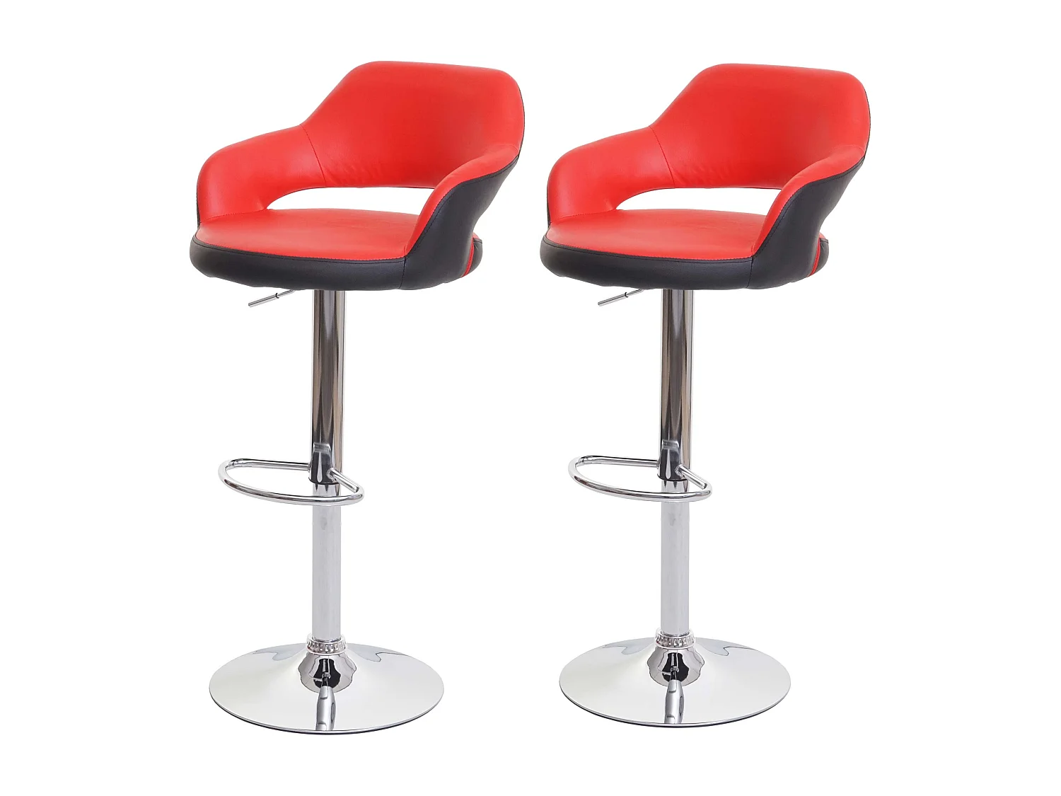 Stołek barowy MCW-F16 (zestaw 2 szt.),  czerwono-czarny