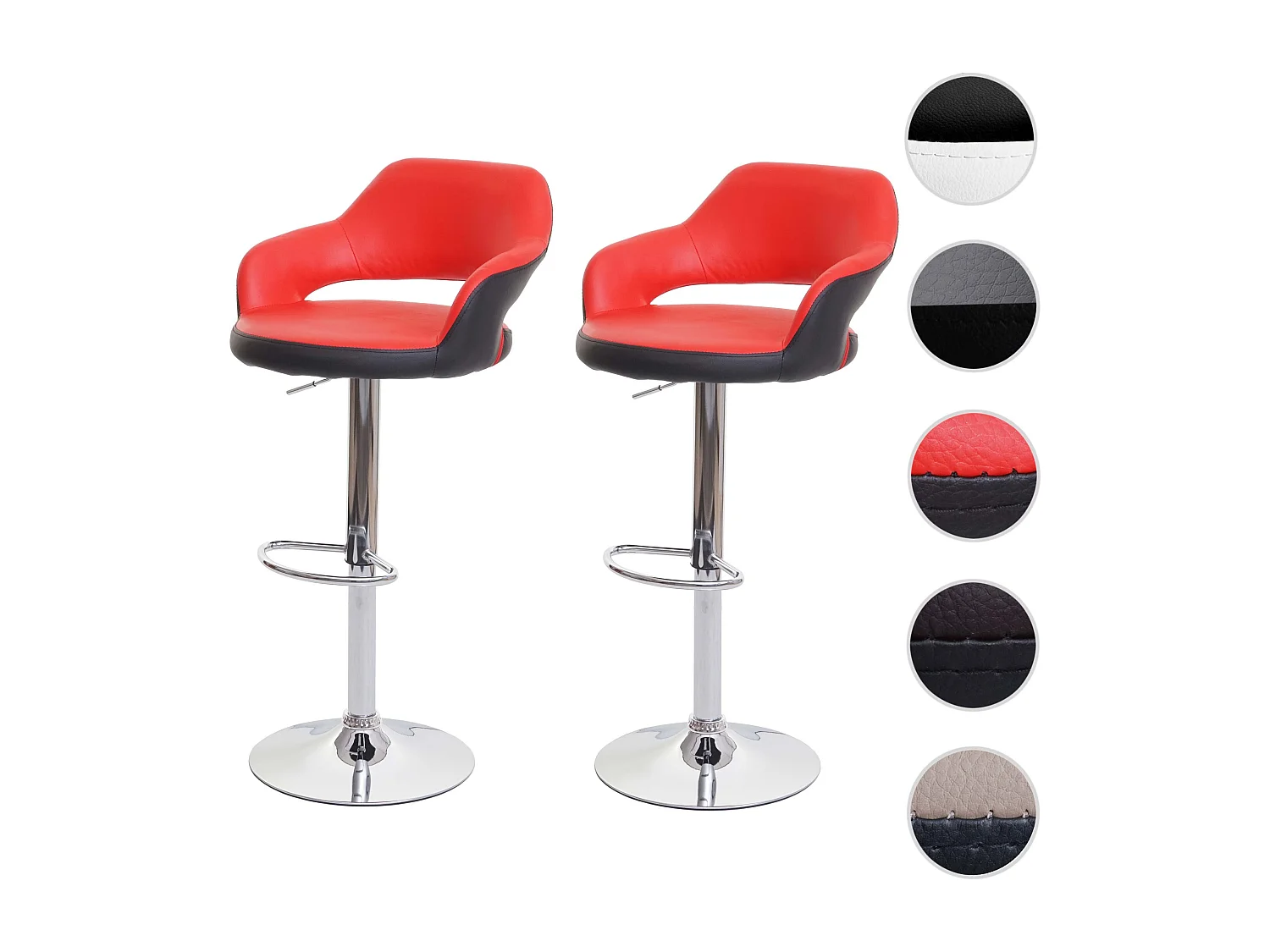 Stołek barowy MCW-F16 (zestaw 2 szt.),  czerwono-czarny