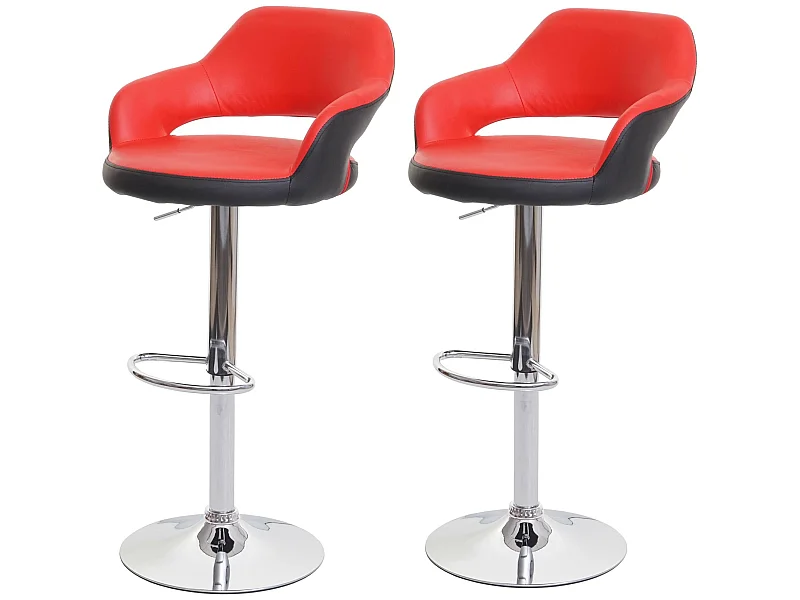 Barhocker MCW-F16 (2er-Set), Rot-schwarz