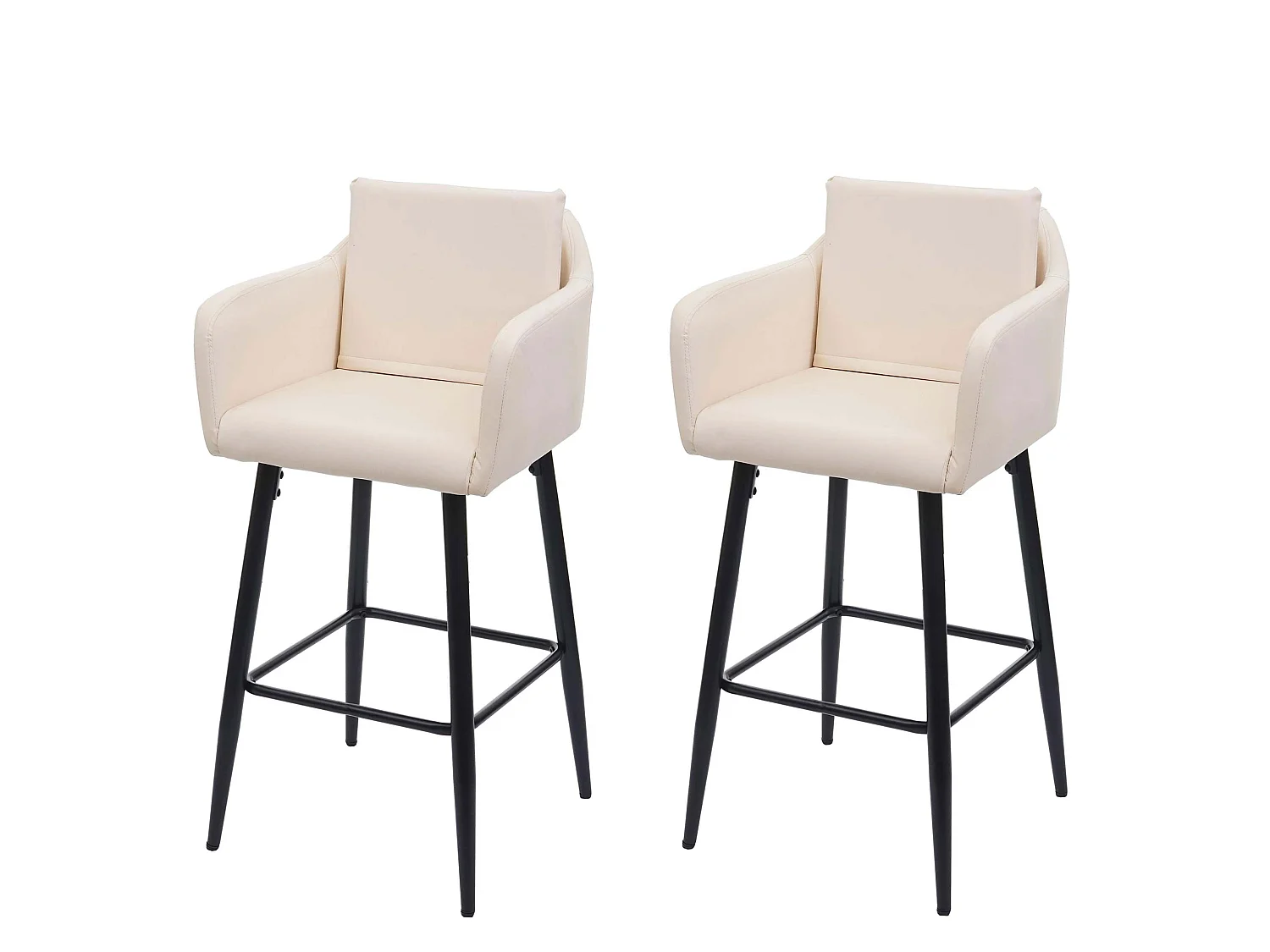 Tabouret de bar MCW-H93 (lot de 2),  similicuir crème-beige