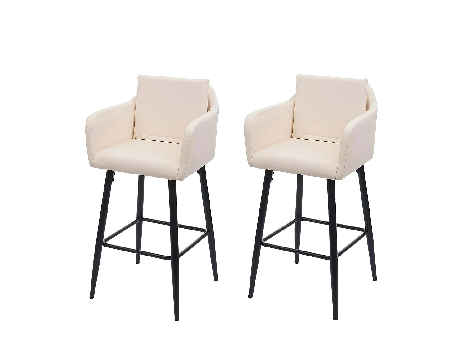 Tabouret de bar MCW-H93 (lot de 2),  similicuir crème-beige