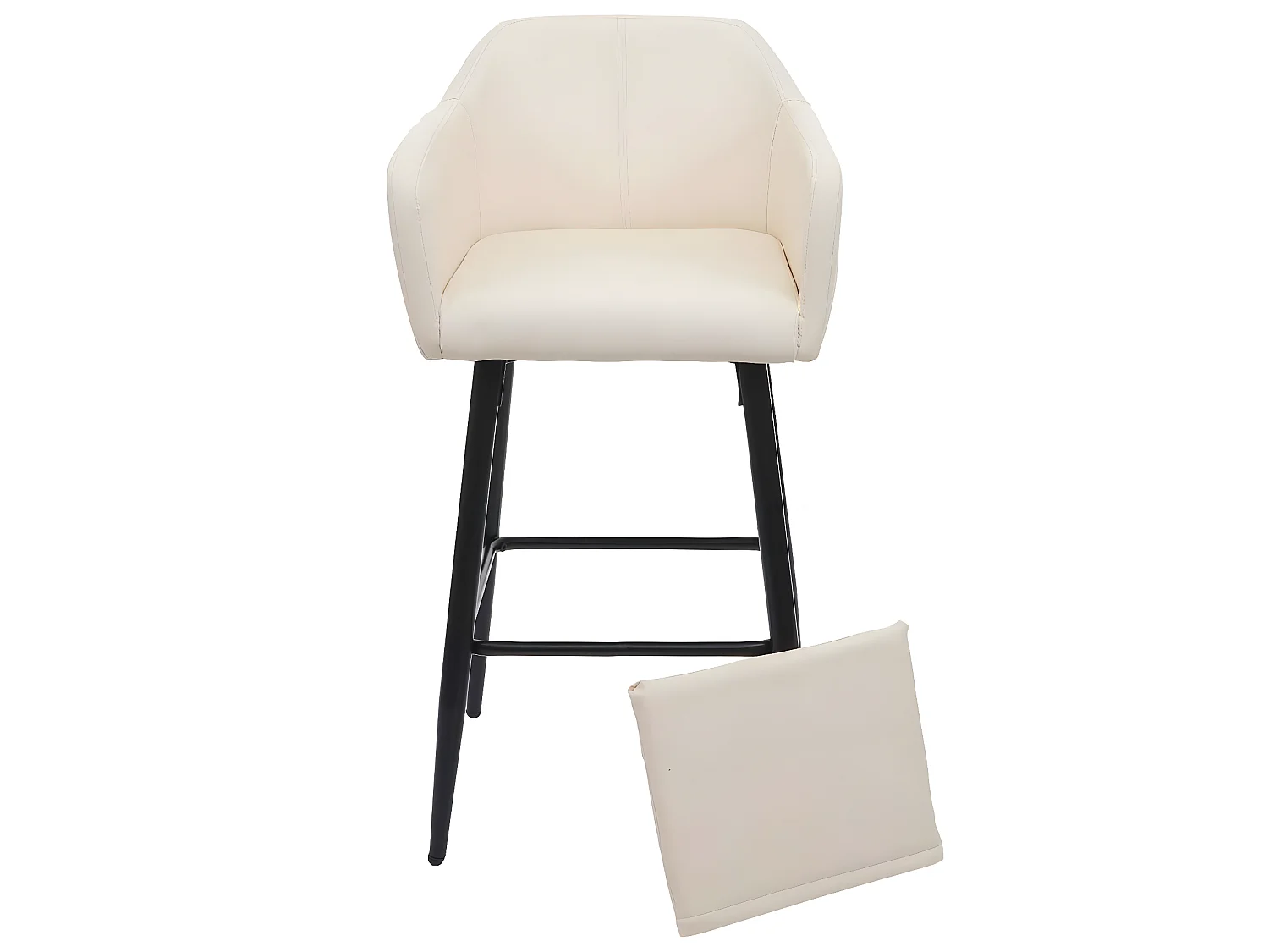 Tabouret de bar MCW-H93 (lot de 2),  similicuir crème-beige