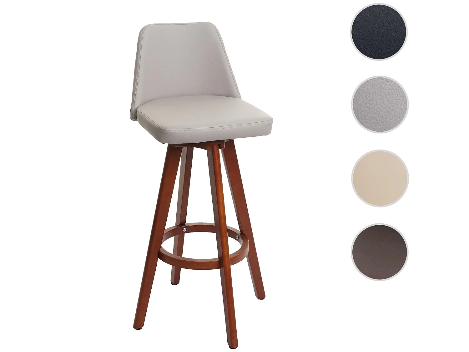 Tabouret de bar MCW-C43 pivotant,  taupe