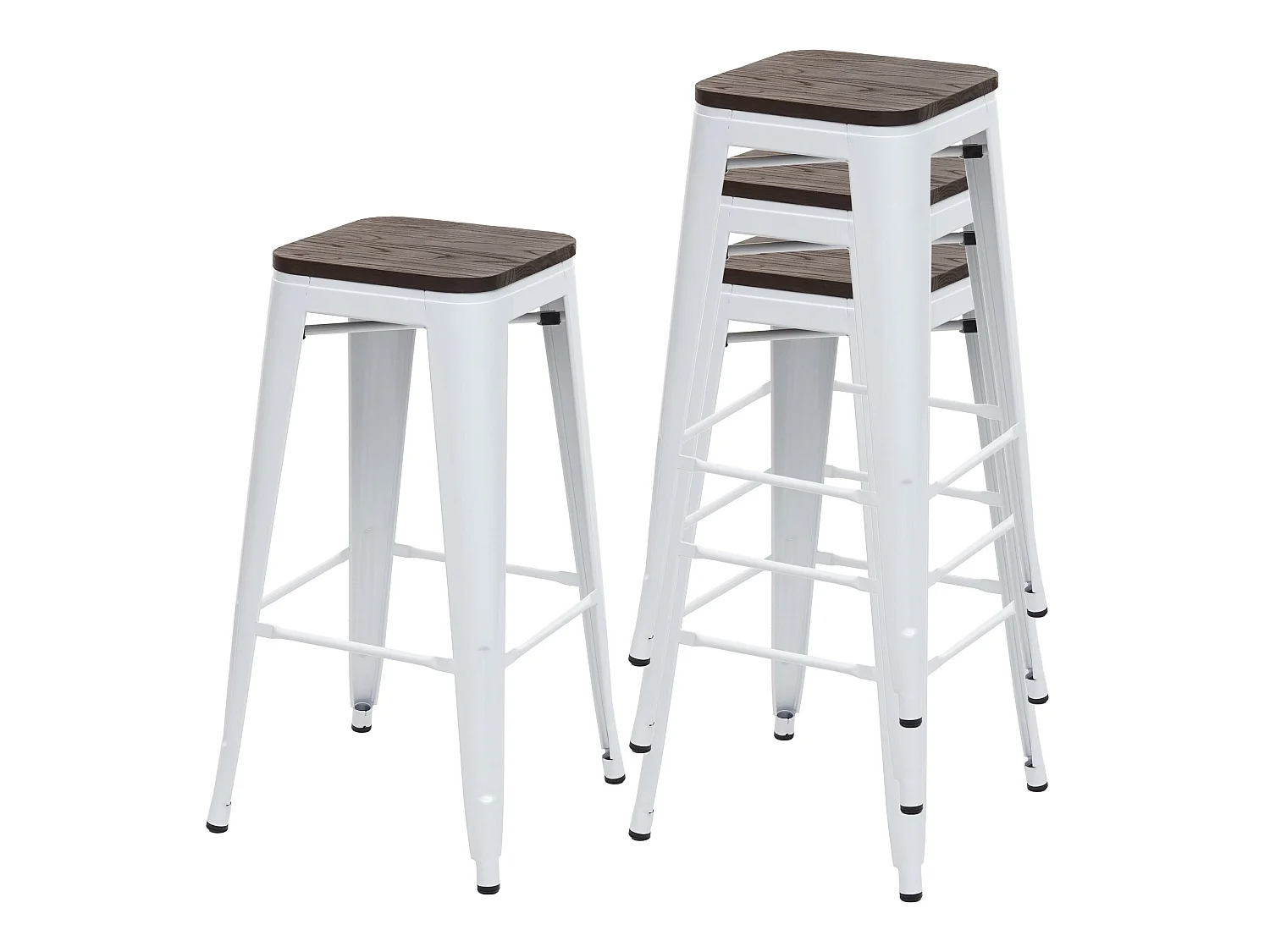 Tabouret de bar MCW-A73 (lot de 4),  blanc
