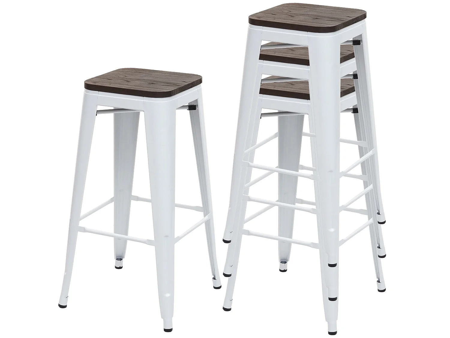 Tabouret de bar MCW-A73 (lot de 4),  blanc