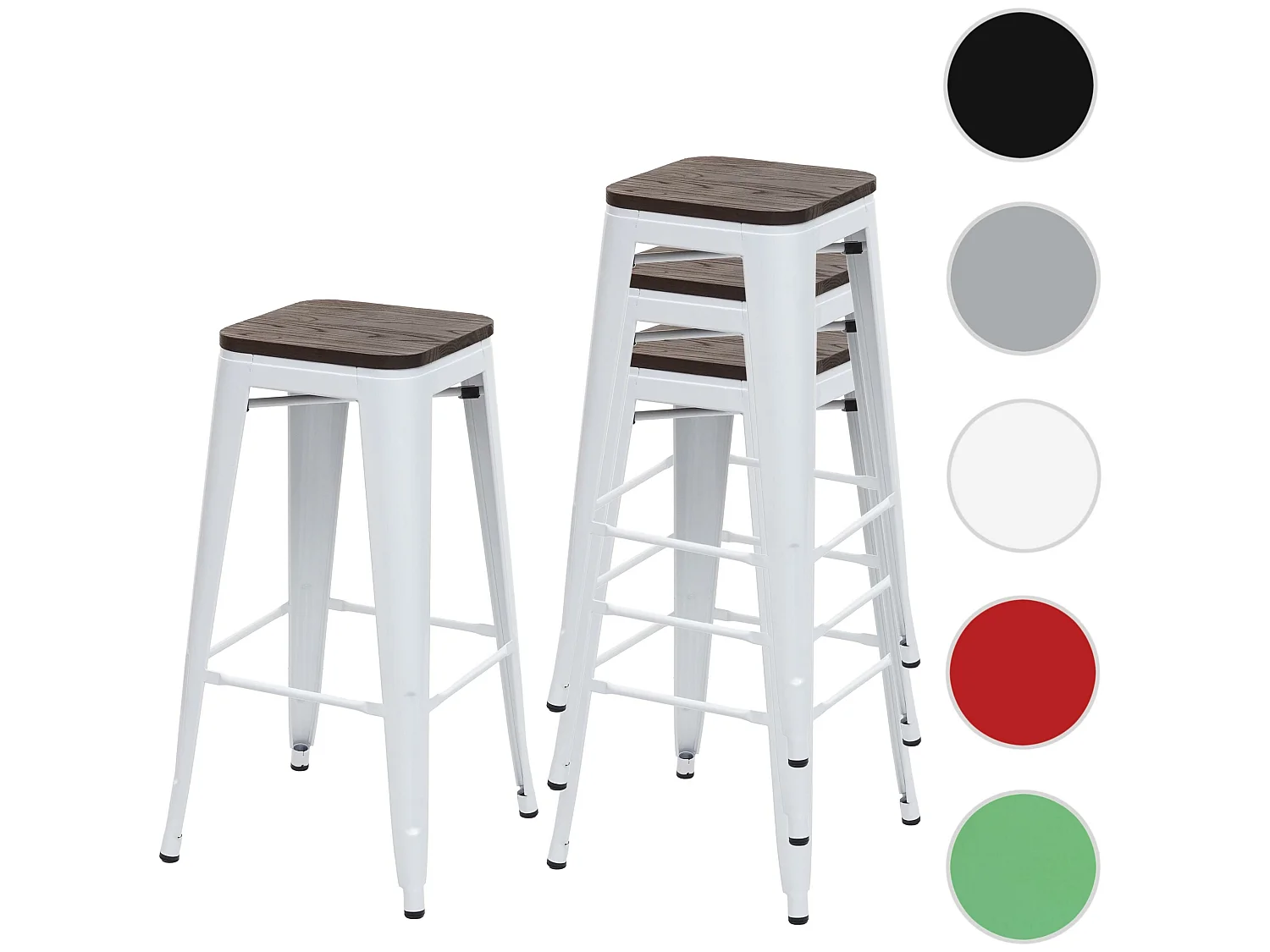 Tabouret de bar MCW-A73 (lot de 4),  blanc