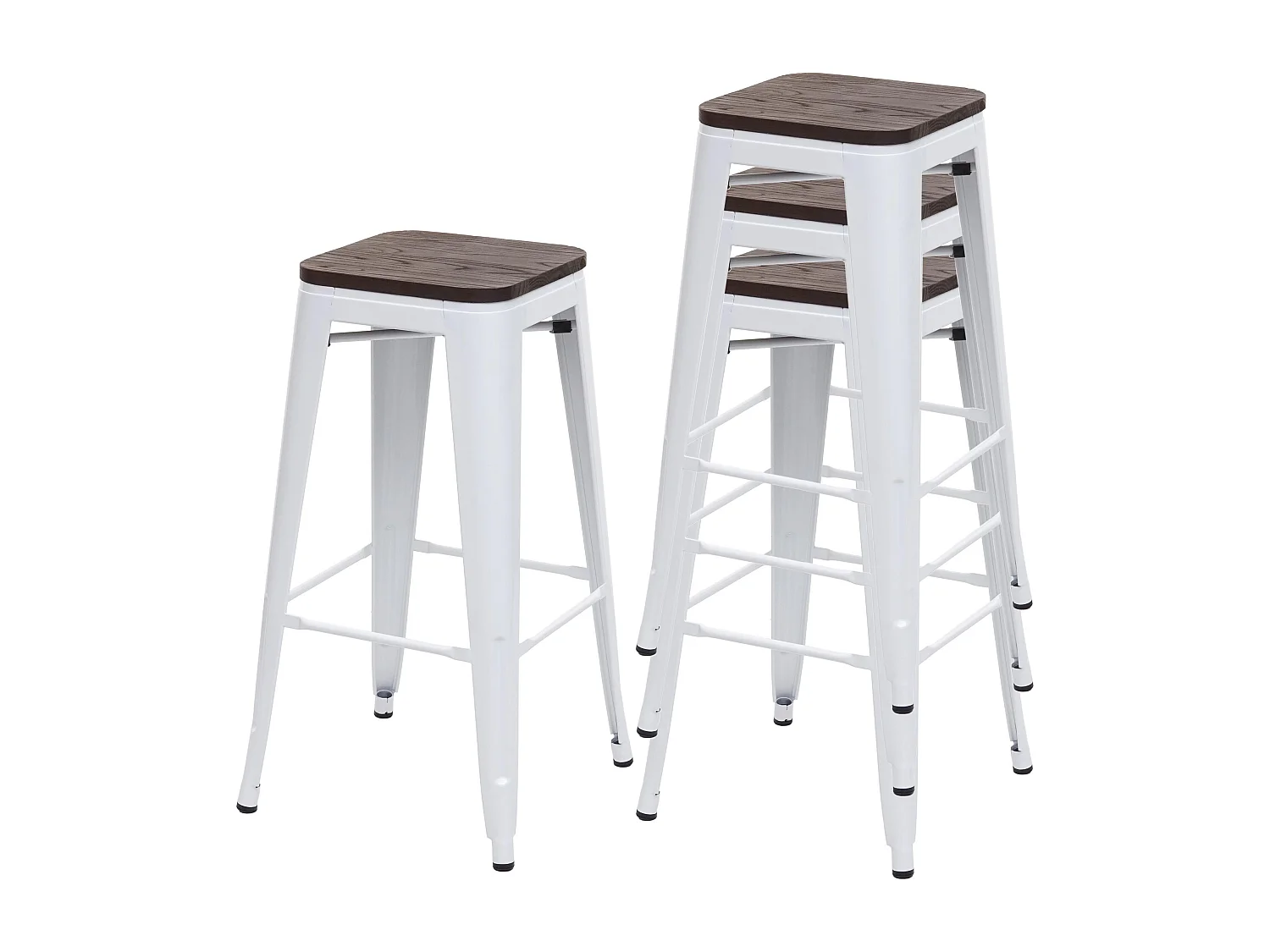 Tabouret de bar MCW-A73 (lot de 4),  blanc