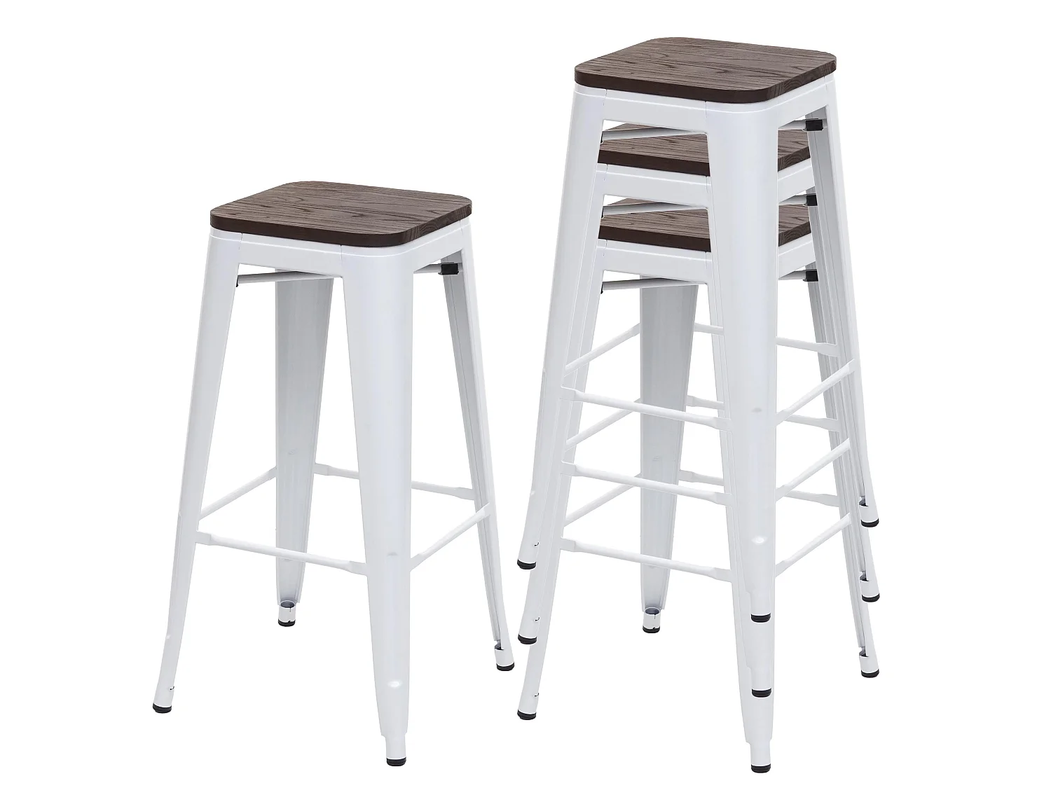 Banco de bar MCW-A73 (conjunto de 4),  branco