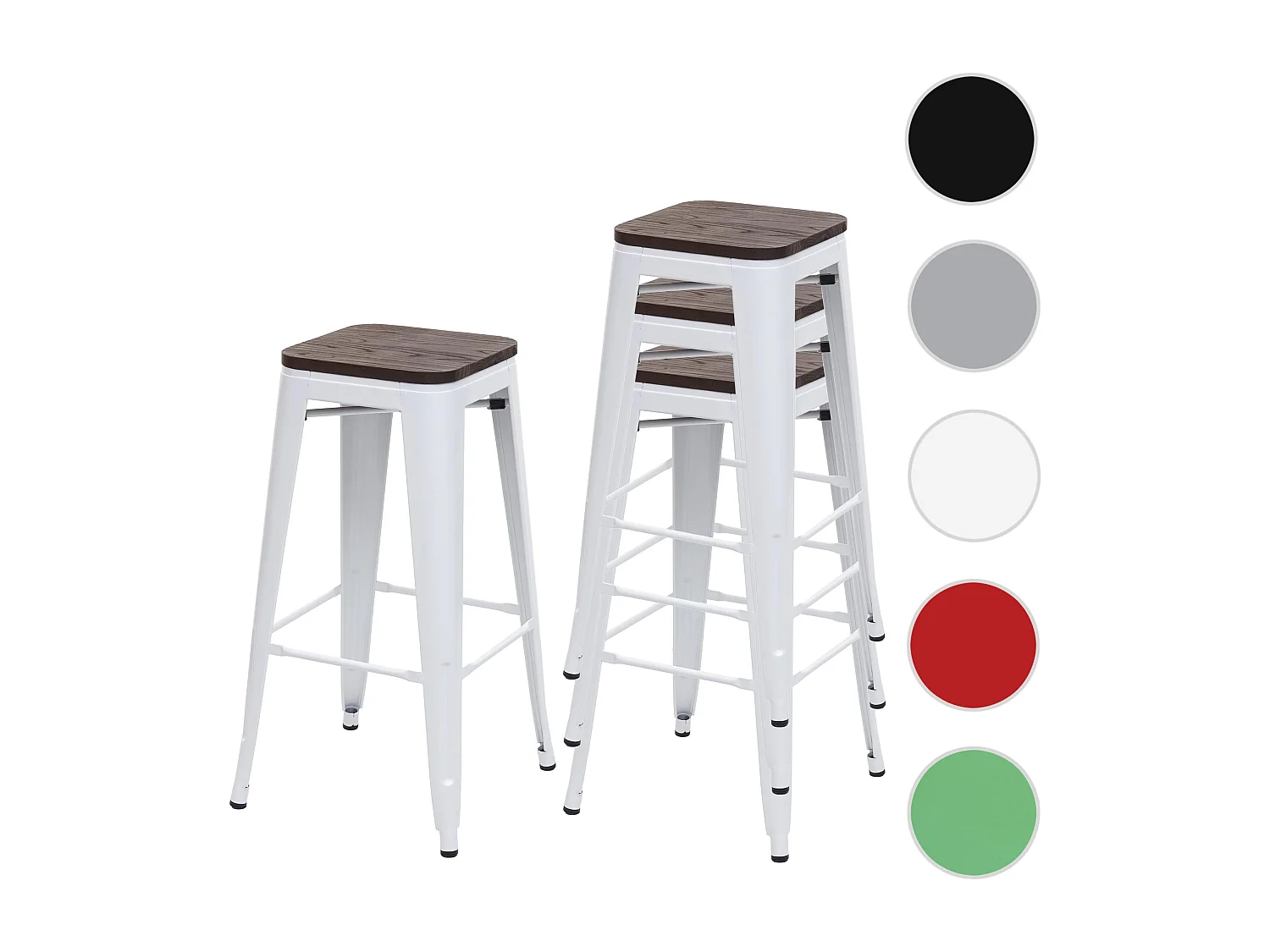 Banco de bar MCW-A73 (conjunto de 4),  branco