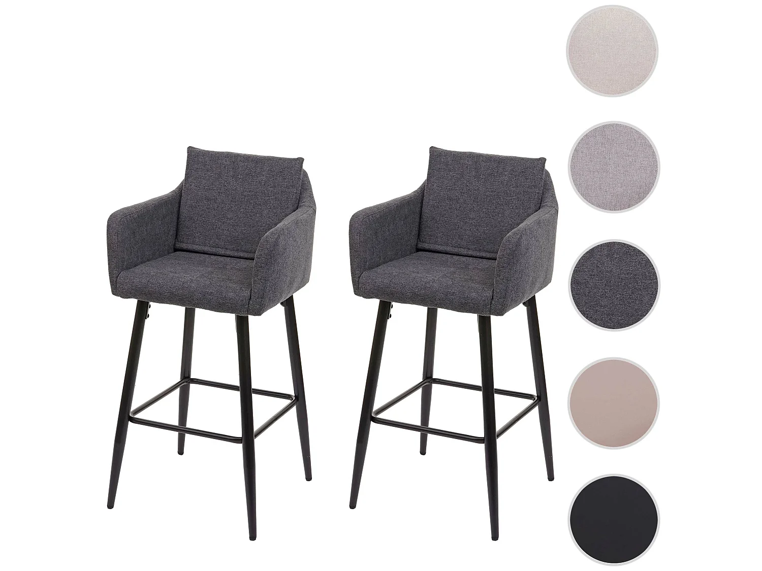 MCW-H93 barkruk (set van 2),  stof/textiel donkergrijs