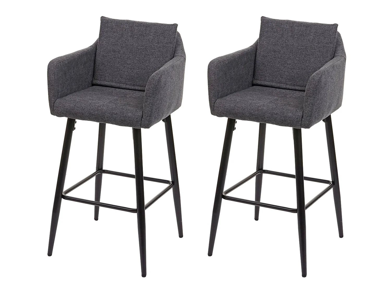Tabouret de bar MCW-H93 (lot de 2),  tissu/textile gris foncé
