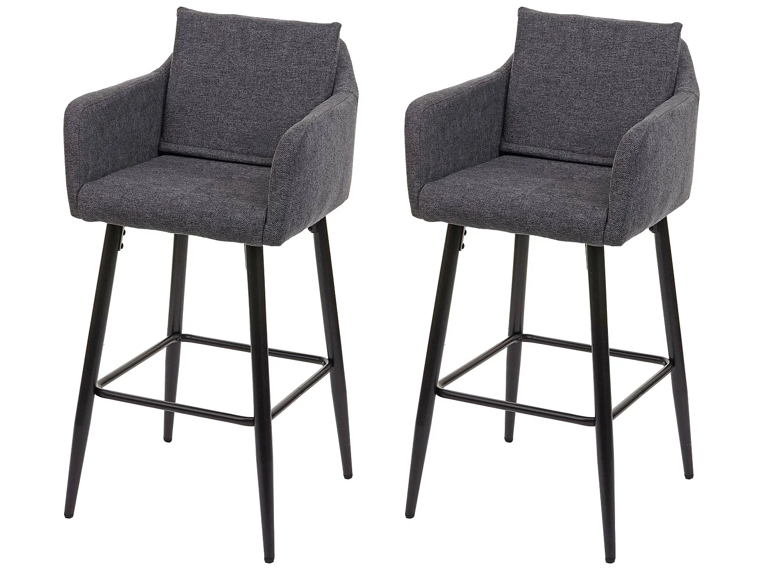 Tabouret de bar MCW-H93 (lot de 2),  tissu/textile gris foncé