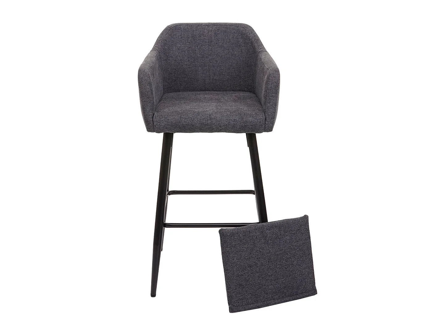 Barhocker MCW-H93 (2er-Set), Stoff/Textil dunkelgrau