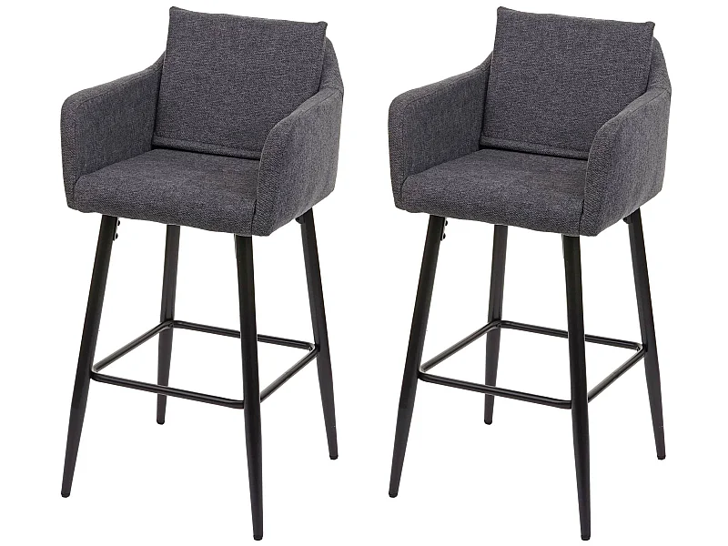 Tabouret de bar MCW-H93 (lot de 2),  tissu/textile gris foncé