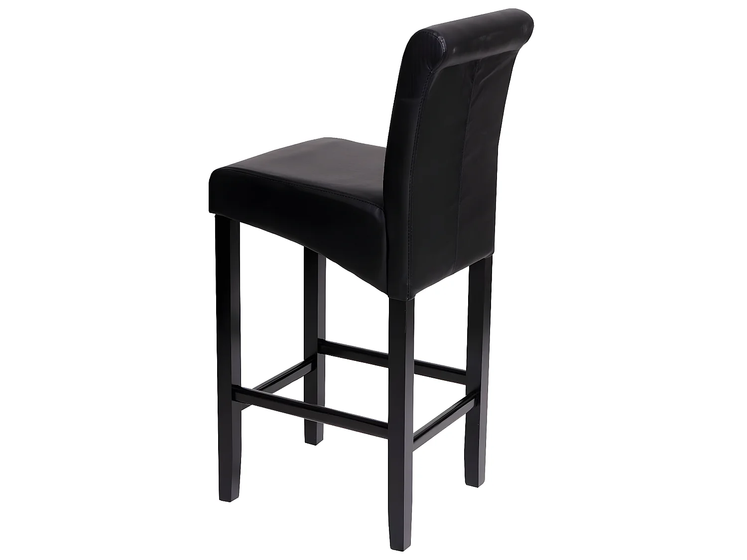 Tabouret de bar MCW-C33,  noir mat, pieds foncés, similicuir