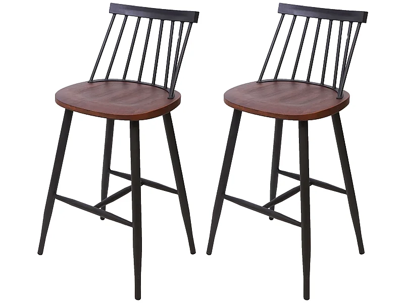 Stołek barowy MCW-G69 (zestaw 2 szt.),  vintage brązowy