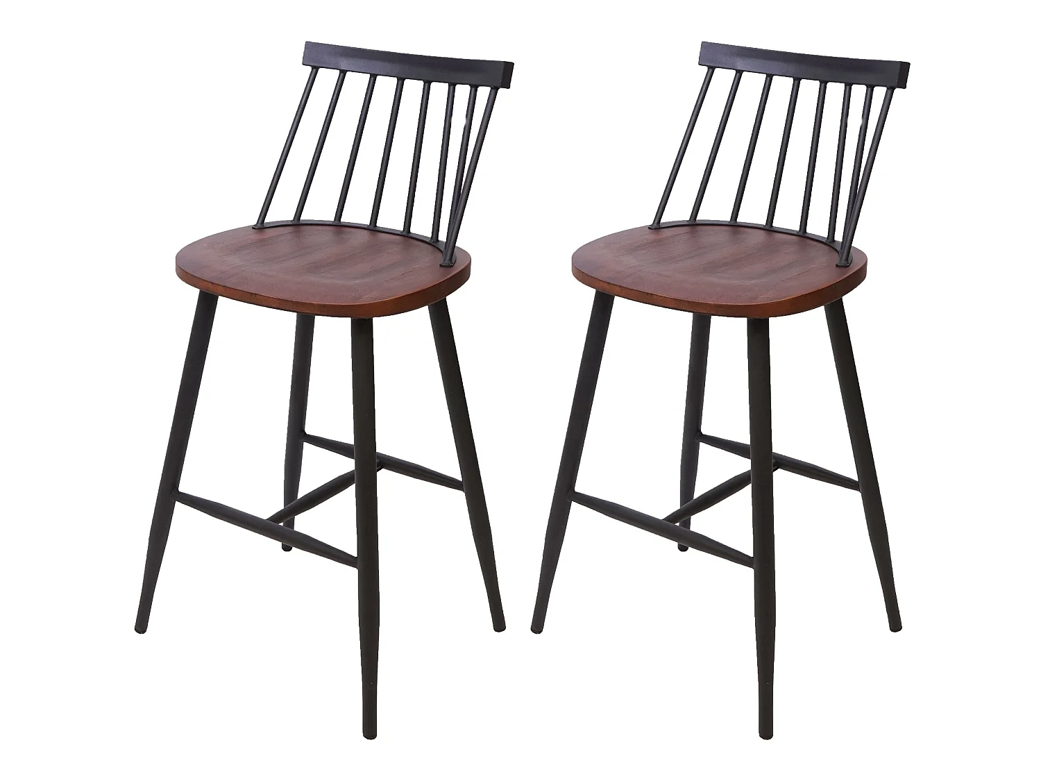 Tabouret de bar MCW-G69 (lot de 2),  vintage marron