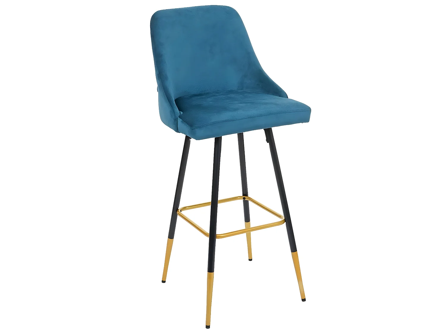 Coppia sgabelli sedie eleganti retrò rombi bar poggiapiedi MCW-E70 velluto petrolio