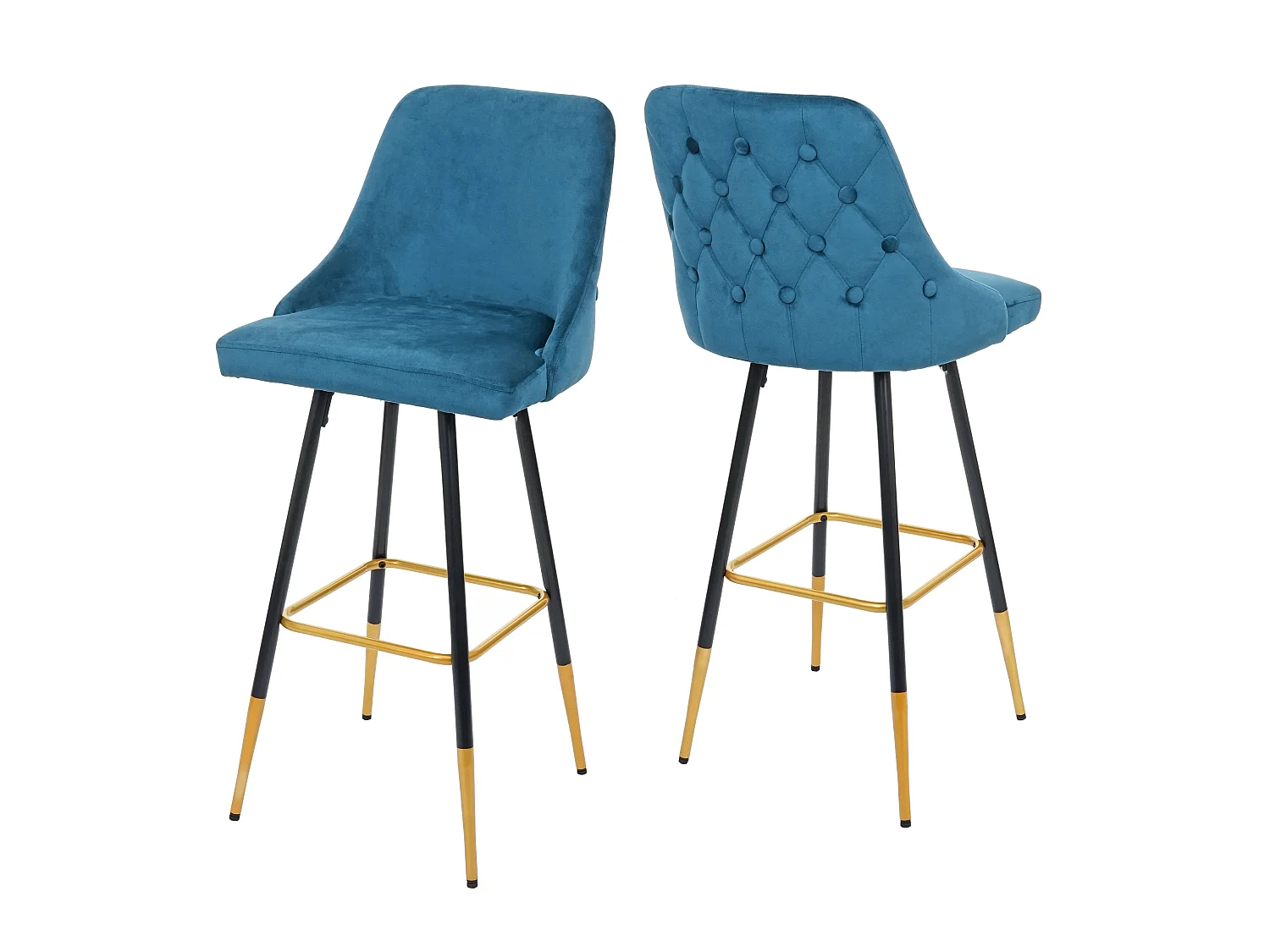 Tabouret de bar MCW-E70 (lot de 2) Velours,  pétrole