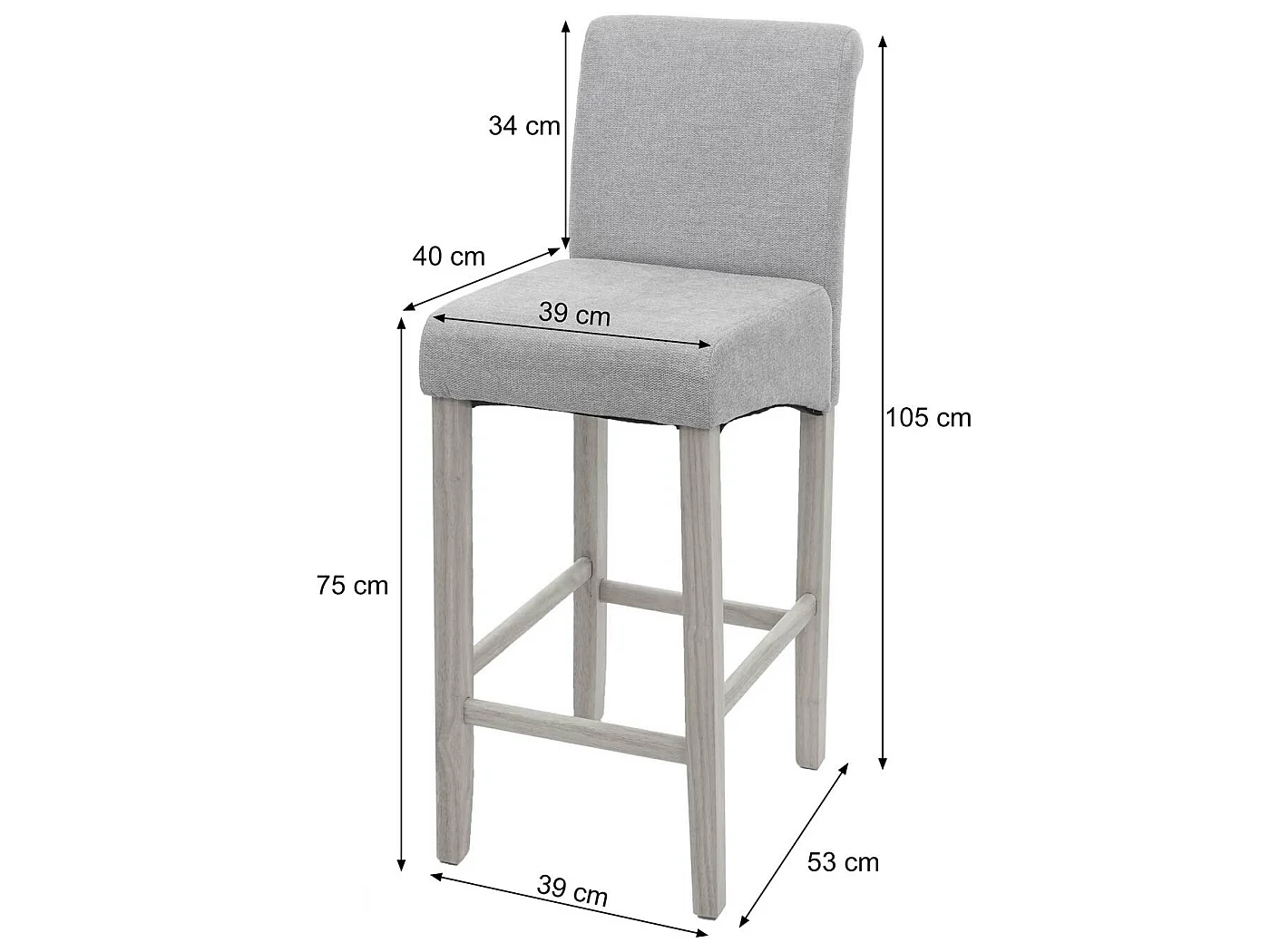 Tabouret de bar MCW-C33 (lot de 2),  cuir reconstitué, crème/pieds foncés