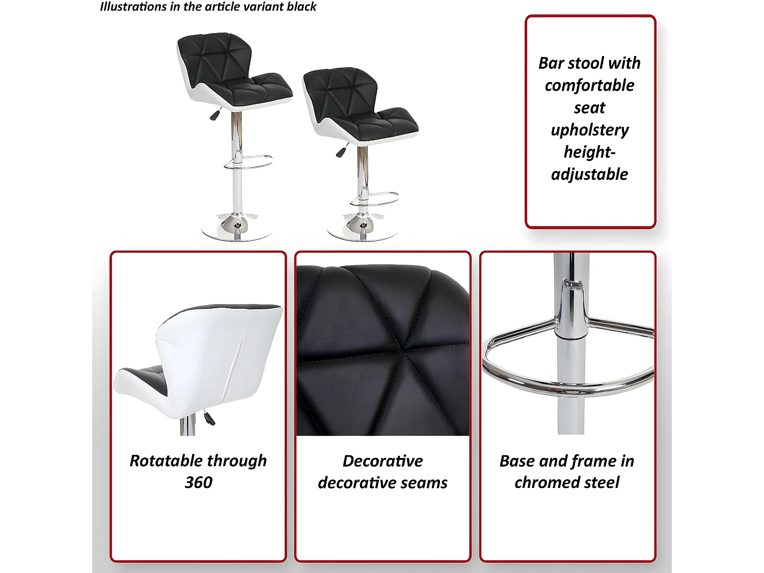 Tabouret de bar MCW-A92 (lot de 2),  couleur taupe