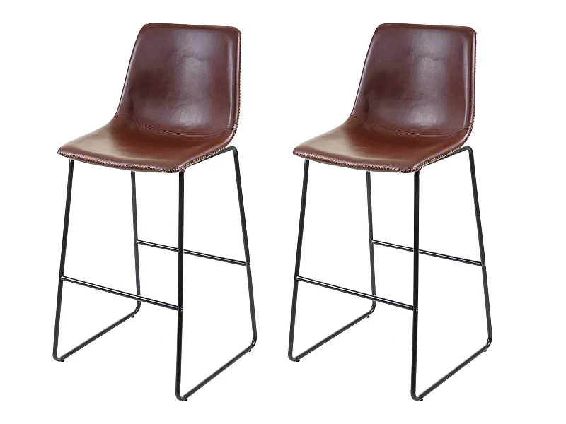 Barkruk MCW-E54 (set van 2),  kunstleer bruin