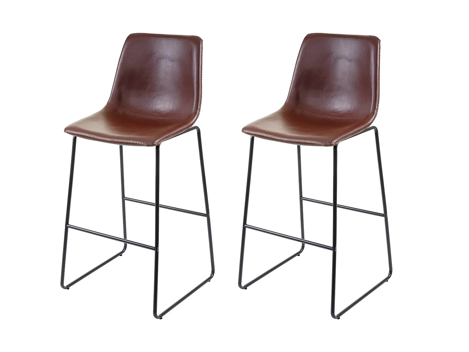 Barkruk MCW-E54 (set van 2),  kunstleer bruin