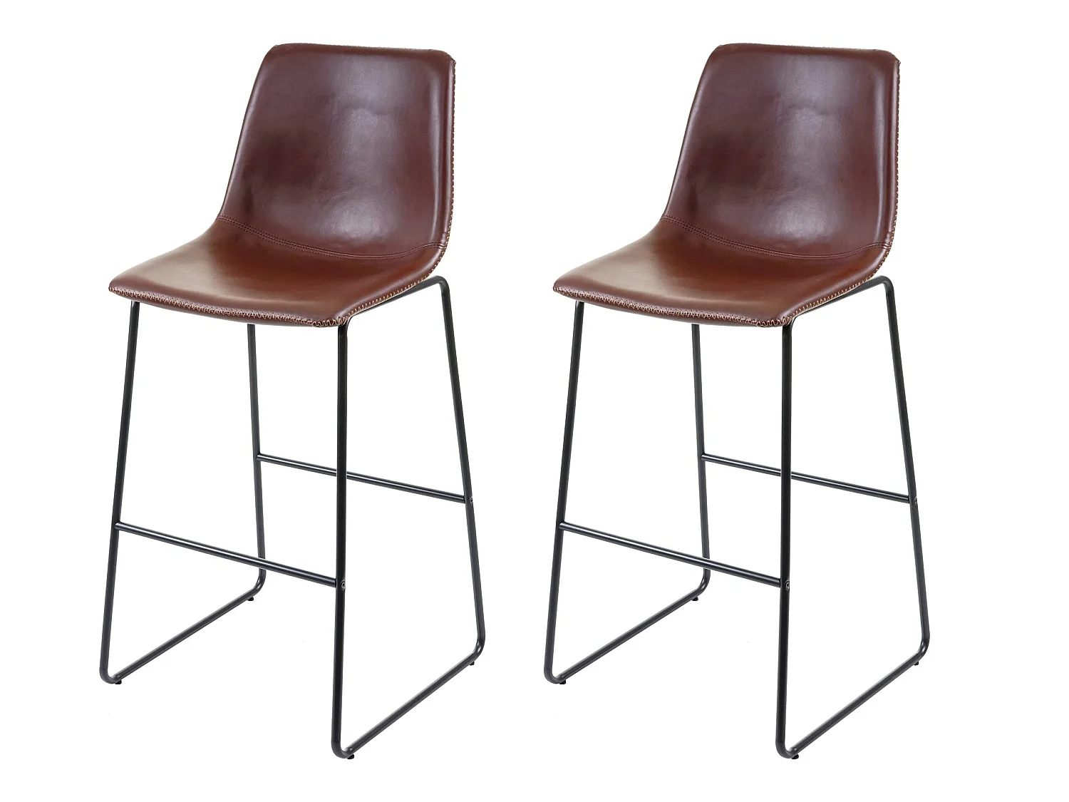 Tabouret de bar MCW-E54 (lot de 2),  similicuir marron