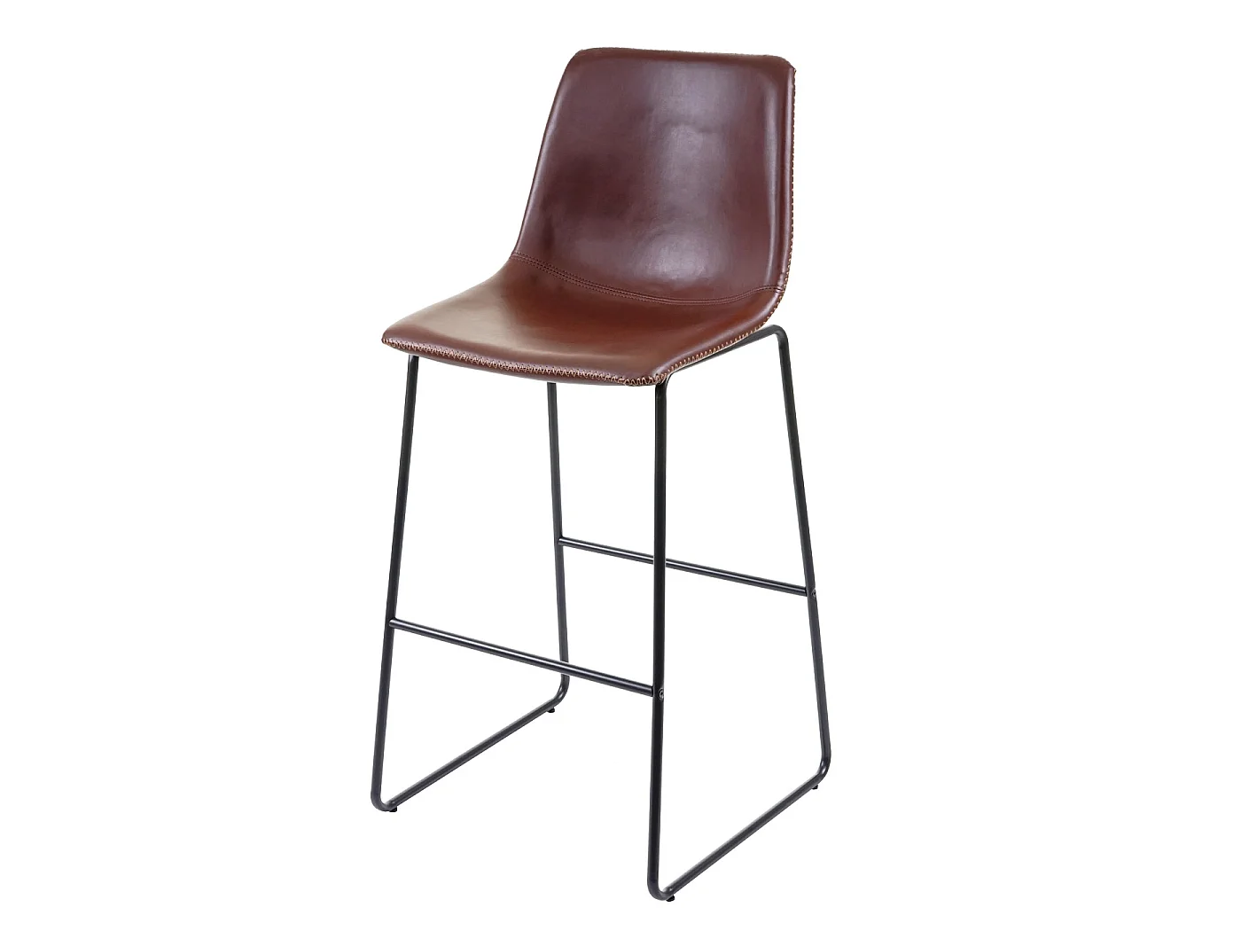 Tabouret de bar MCW-E54 (lot de 2),  similicuir marron