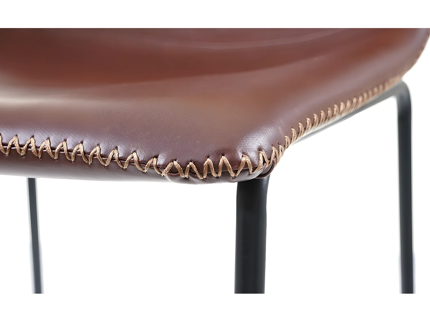 Tabouret de bar MCW-E54 (lot de 2),  similicuir marron