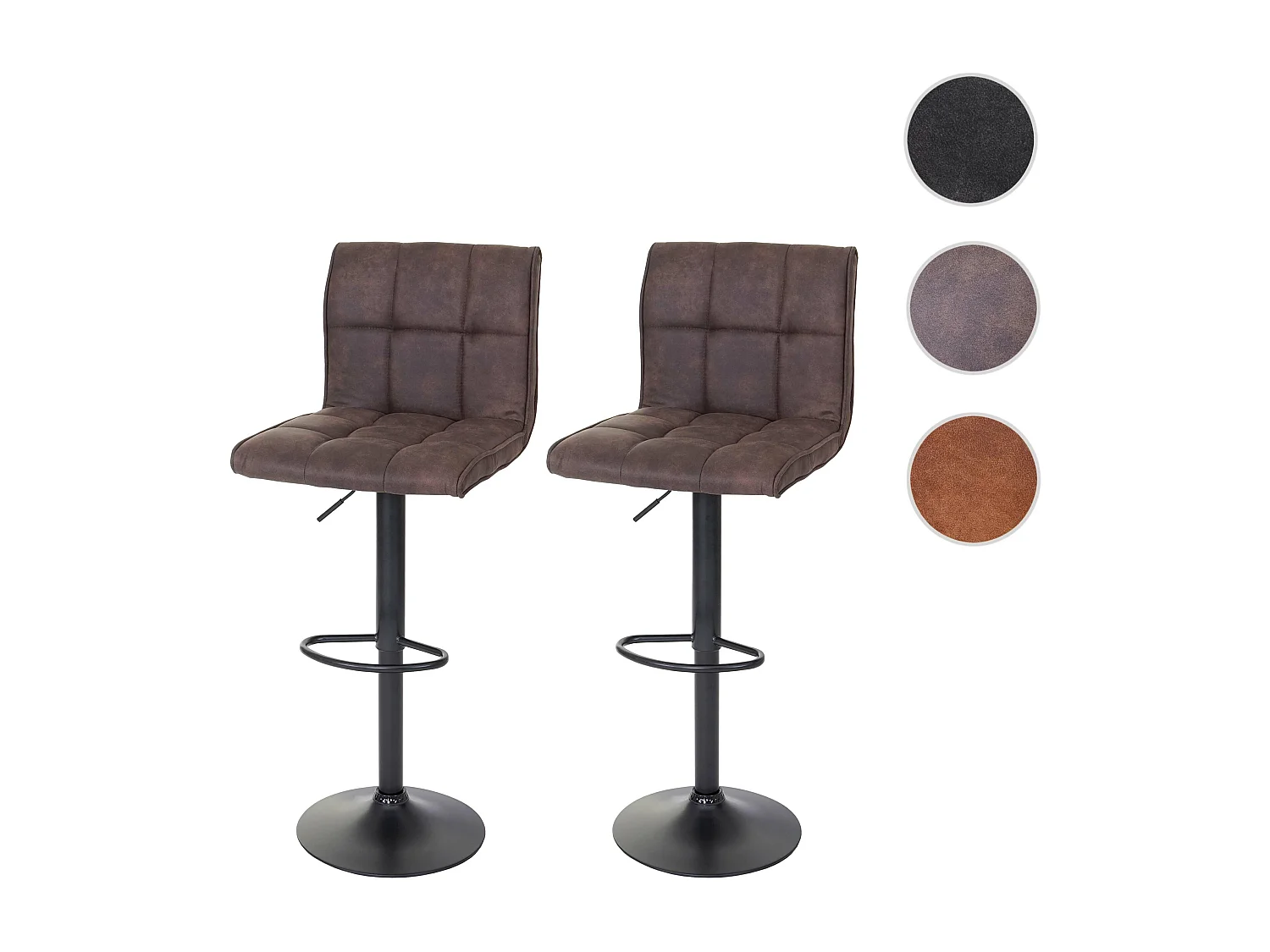 Tabouret de bar MCW-B13 (lot de 2),  vintage brun foncé